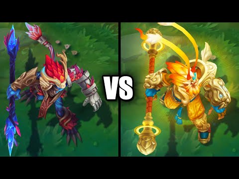 Elderwood Wukong vs Radiant Wukong Skins Comparison (League of Legends)