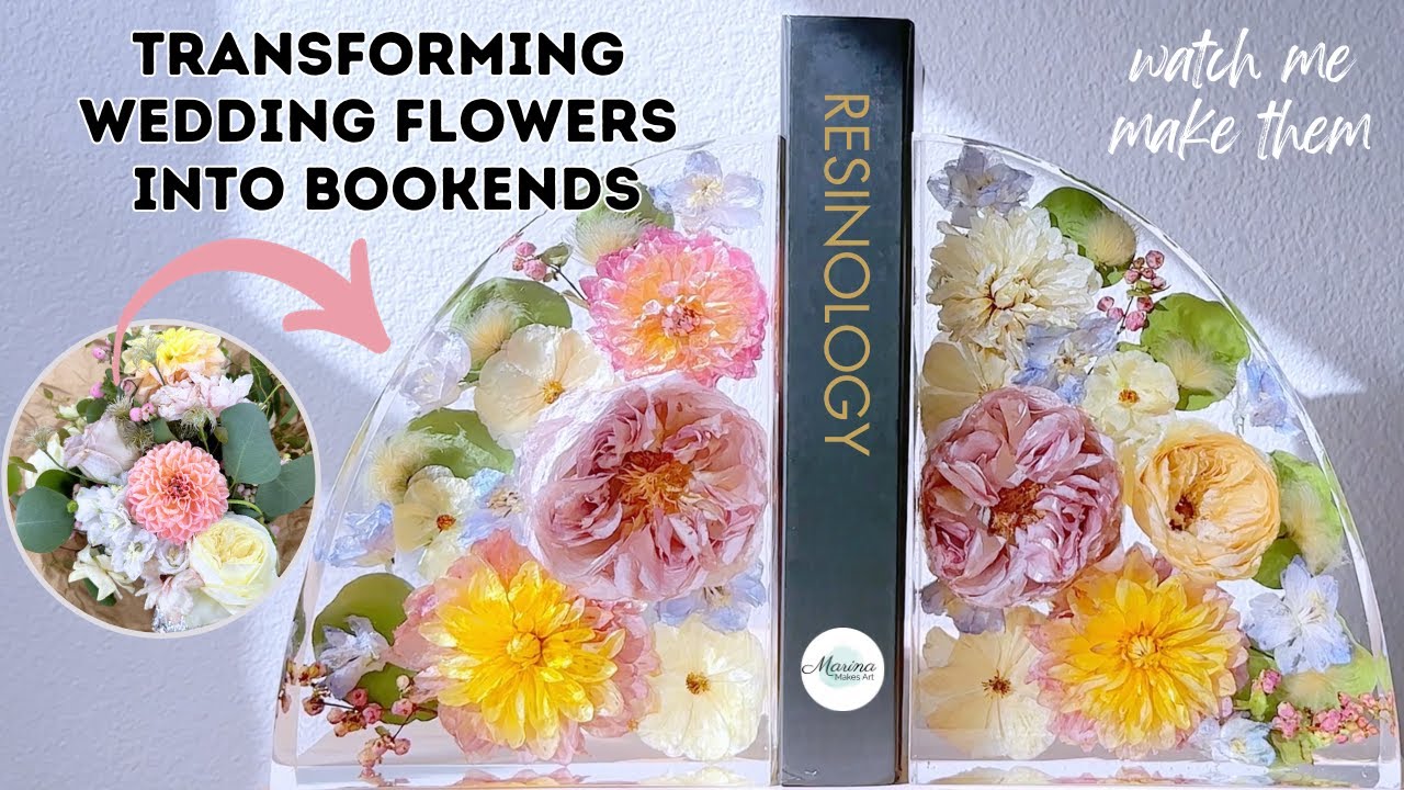 Watch Me Make Bookends with Dried Wedding Flowers | Epoxy Resin Floral Artist, Preserved Bouquet