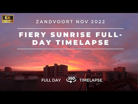 6K 360 & VR Fiery Sunrise and beachfront timelapse Zandvoort Noord-Holland November 2022 -ID0125