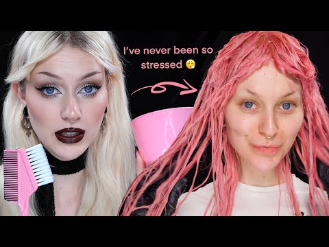Dyeing my hair PASTEL PINK 🐷 This was so stressful!...