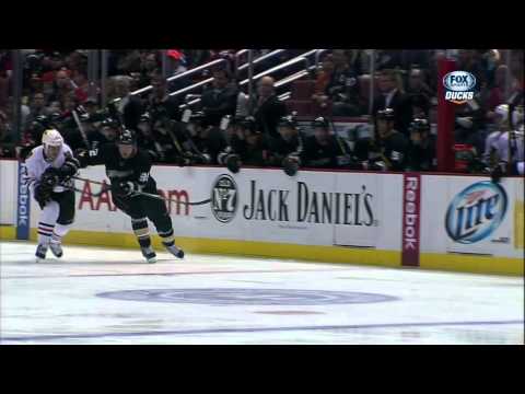 Andrew Shaw Double Salchow dive Mar 20 2013 Chicago Blackhawks vs Anaheim Ducks NHL Hockey