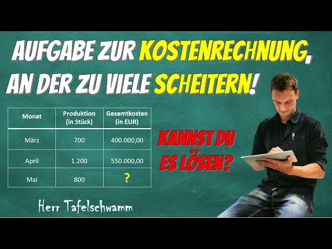 Cost accounting with fixed costs, variable costs and total costs - exercise with simple solution