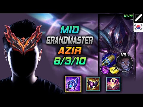 GrandMaster Mid Azir Build Luden's Tempest First Strike - Azir Mid vs Sylas - LOL KR 12.22