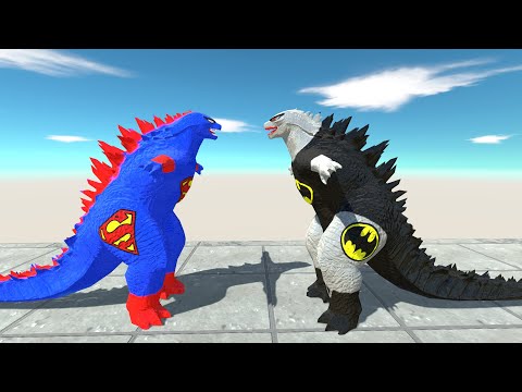 SUPERMAN GODZILLA 2014 VS BATMAN GODZILLA 2014 DEATH FALL - Animal Revolt Battle Simulator