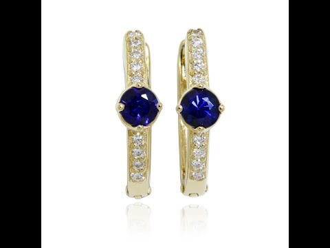 Cercei Aur Galben 14k Safire Diamante Naturale - Eleganta Regala