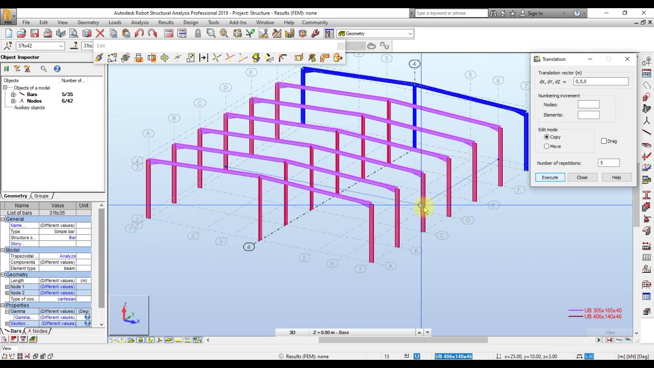 Portal frame design in robot structural analysis