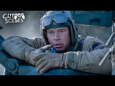 Skirmish With A Tiger Tank | Fury  (Brad Pitt, Shia LaBeouf, Logan Lerman)