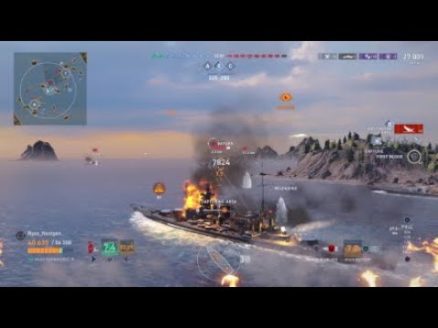 (World of warship legends) 2 german BB’s with brawler builds rush down mid.