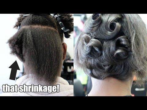 Silk Press + Pin Curls on 4c Natural Hair #SalonWork