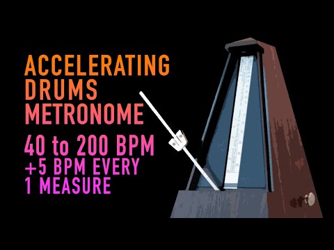 Accelerating Drums Metronome 40 - 200 bpm (+5 beats/1 measure)
