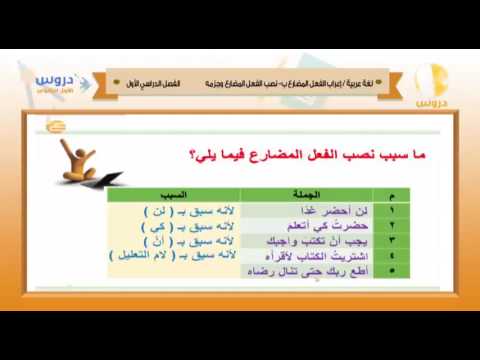 الأول الثانوي | الفصل الدراسي الأول 1438 | لغة عربية | إعراب الفعل المضارع نصب وجزم