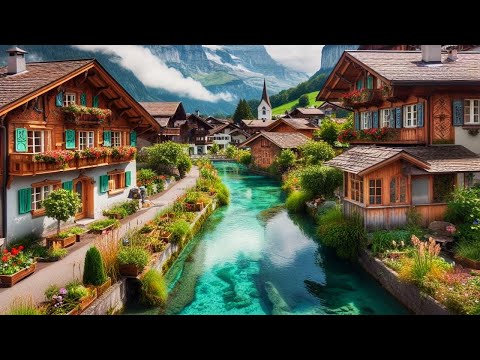 Interlaken, Schweiz, Spaziergang an einem regnerischen Tag 4K – Himmlisch schöne Schweizer Stadt
