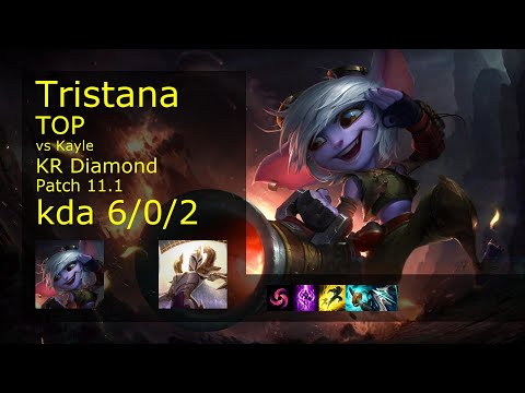 Tristana Top vs Kayle - KR Diamond 6/0/2 Patch 11.1 Gameplay // [롤] 트리스타나 vs 케일 탑
