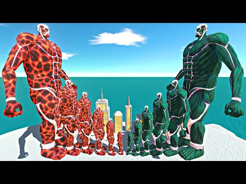 Growing Fire Colossal Titan vs Growing Ice Colossal Titan - Animal Revolt Battle Simulator