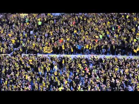 "VIDEO: El apoyo de los hinchas de Peñarol al equipo ante Atlético Nacional" Barra: Barra Amsterdam &bull; Club: Peñarol