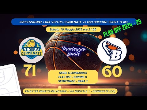 PROFESSIONAL LINK VIRTUS CERMENATE vs ASD BOCCONI SPORT TEAM 10/05/2025 ore 21:00