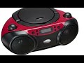 Onn CD Bluetooth Boombox Red Black Playing Todd Rundgren Bang The Drum All Day Bass Boosted