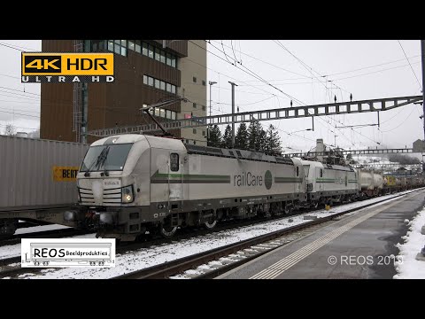 2019-01 [4K] Bahnhof Arth Goldau - A morning on the platform, 20 trains in 22 minutes in stunning 4K