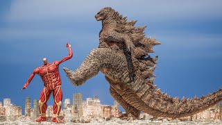 Godzilla kicks Colossal Titan like a Football