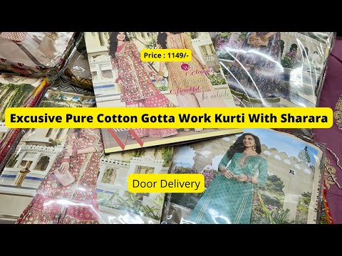 Kajal style eliza vol 1 cotton kurti with flair sharara & pl...