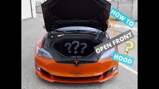 How to open the front hood/trunk on Tesla model S 2018 without power.