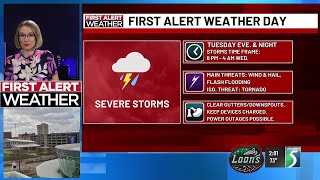 First Alert Weather Update: First Alert Weather Day for Tuesday