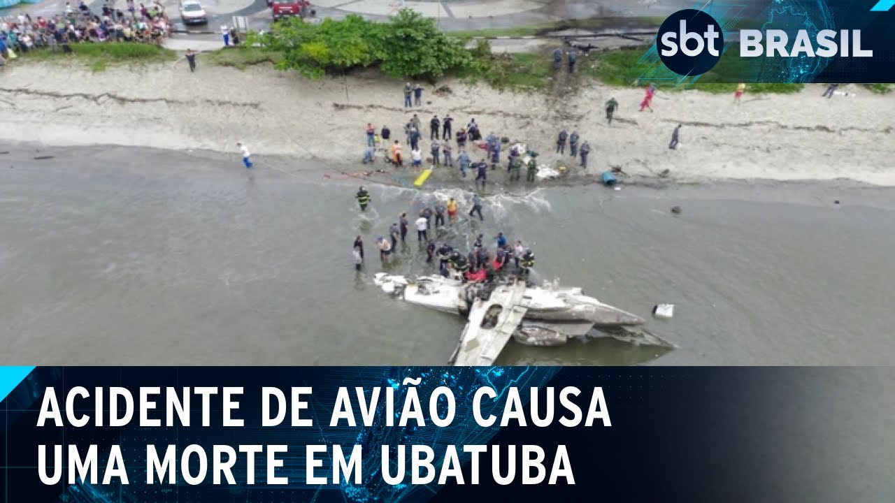Avião atravessa pista e explode em Ubatuba, litoral de SP; piloto morreu | SBT Brasil (09/01/25)