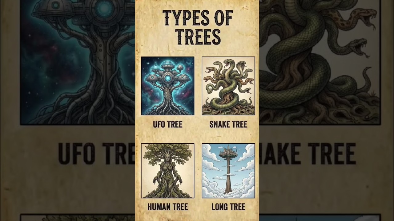 Fantasy Trees: UFO Tree, Snake Tree, Human Tree, and Long Tree #edit