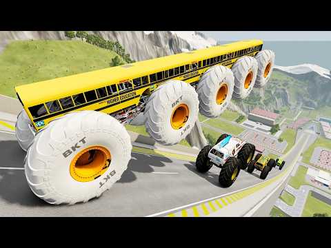 Epic High Speed Monster Truck Jumps And Crashes #078 - BeamNG Drive
