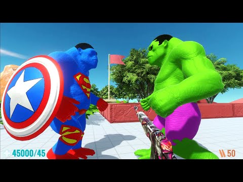 FPS ESCAPE from HULK GORO vs SUPERMAN GORO - Animal Revolt Battle Simulator ARBS