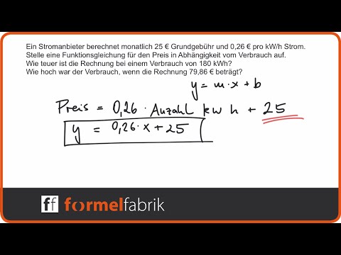 Lineare Funktionen: Gleichung aufstellen – Textaufgabe Stromrechnung