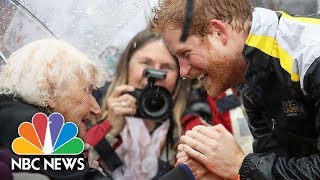 Prince Harry Recognizes, Hugs 97-Year-Old Fan Who Waited In The Rain | NBC News