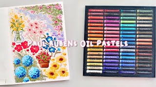 painting flowers 🌷🌻🌸 sketchbook spread 📓 ft. paul rubens floral 72 oil pastels