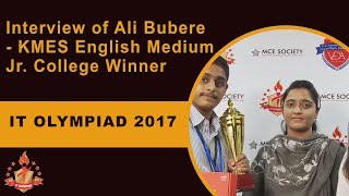 Interview of Ali Bubere - KMES English Medium Jr. College Winner of IT Olympiad 2017| Lions Category