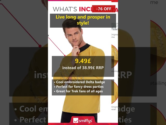 Vídeo relacionado con Smiffys Uniforme comando Star Trek Discovery, Chaqueta y pantalones Halloween, Carnaval