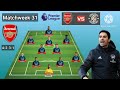 Arsenal vs Luton Town ~ Arsenal 4-2-3-1 With Zinchenko Matchweek 31 Premier League 2023/2024