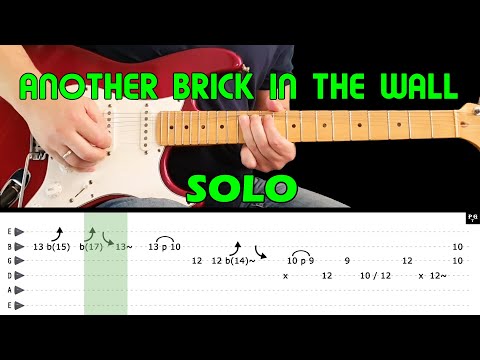 ANOTHER BRICK IN THE WALL - Guitar lesson - Guitar solo (with tabs) - Pink Floyd - fast & slow