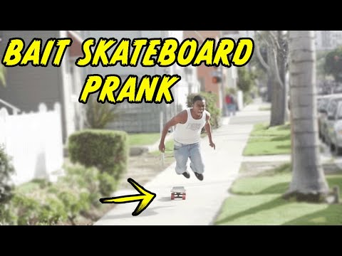 Hilarious Bait Skateboard Prank attached to a wire