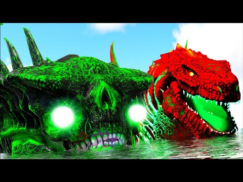 Toxic King Titan Vs Gigantesco Godzilla + Fire King Titan! Ark Survival Evolved - Dinossauro (PT/BR)
