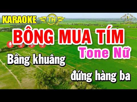 Bông Mua Tím Karaoke Tone Nữ ( Am ) Nhạc Sống Dễ Hát | Trọng Hiếu