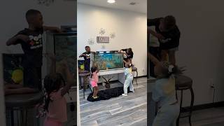 Dad catches kids playing in the fish tank #shorts