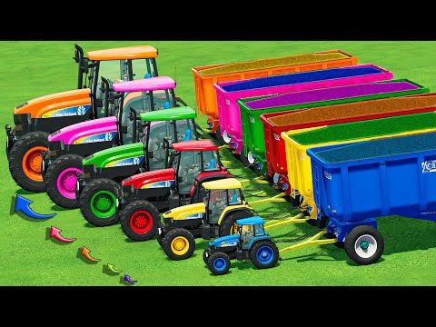 Mini to BIG Tractors & Trailer Overload vs EXTREME MUDDY PARKOUR with PORTAL TRAP - 310 - FS22