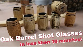 Woodturning How To: Oak Barrel Shot Glasses in less than 10 Minutes!