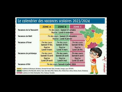 Calendrier des vacances scolaires 2023-2024 en France