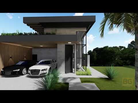 Projeto Arquitetura Casa 180m2 - Terreno Declive 11x25m - Vista Panorâmica - Condomínio Fechado