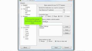 How to load, save or delete server connections setting in Putty  - Putty Tutorial