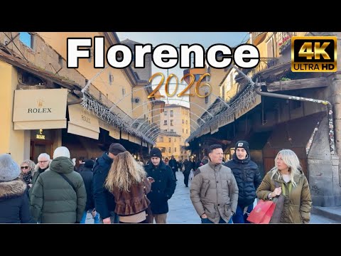 Walking Tour Florence Italy 4K | Ponte Vecchio & Doumo 🇮🇹