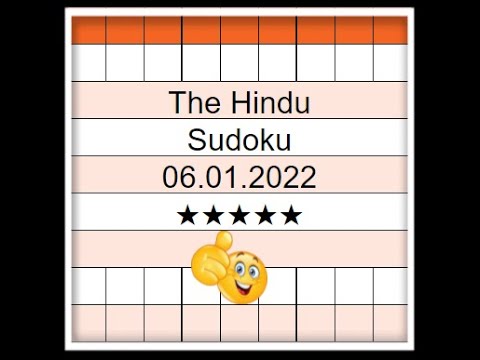 🔊🔴How to Solve The Hindu Sudoku 5 Star | Step by Step Solution | 06.01.2022| Difficulty Level  ★★★★★