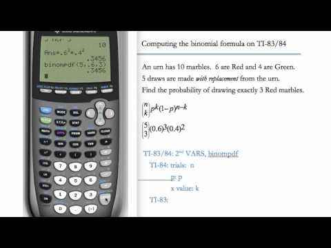 Binomial Formula on a TI-83 & TI-84 graphing calculator