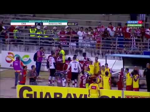 CRB 2 X 1 América MG Zé Carlos e Bill são Expulsos e trocam Socos e pontapés for